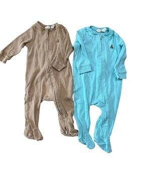 GAP 2-Pack Footed One-Pieces in Brown and Light Blue